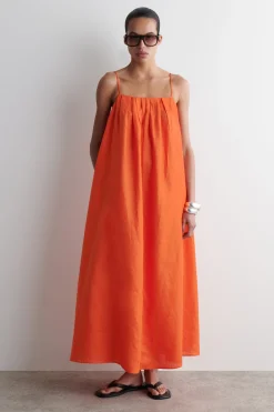 VESTIDO LARGO PLISADO DE LINO*COS Hot