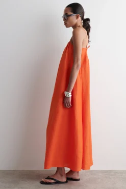 VESTIDO LARGO PLISADO DE LINO*COS Hot