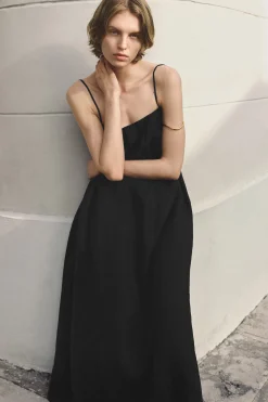 VESTIDO LARGO PLISADO DE LINO*COS Sale