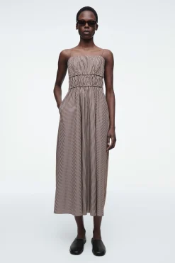 VESTIDO MIDI CON CINTURA FRUNCIDA A RAYAS*COS Outlet