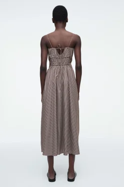 VESTIDO MIDI CON CINTURA FRUNCIDA A RAYAS*COS Outlet