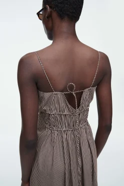 VESTIDO MIDI CON CINTURA FRUNCIDA A RAYAS*COS Outlet