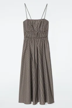 VESTIDO MIDI CON CINTURA FRUNCIDA A RAYAS*COS Outlet