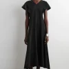VESTIDO MIDI DE ALGODÓN CON MANGAS PÉTALO*COS Outlet