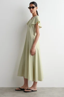VESTIDO MIDI DE ALGODÓN CON MANGAS PÉTALO*COS Best