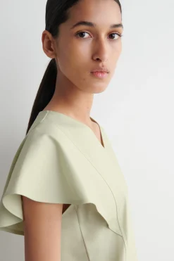 VESTIDO MIDI DE ALGODÓN CON MANGAS PÉTALO*COS Best