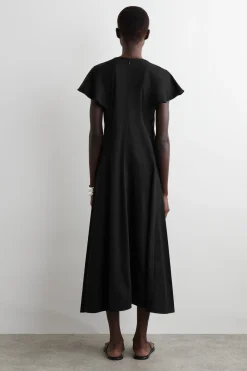 VESTIDO MIDI DE ALGODÓN CON MANGAS PÉTALO*COS Outlet