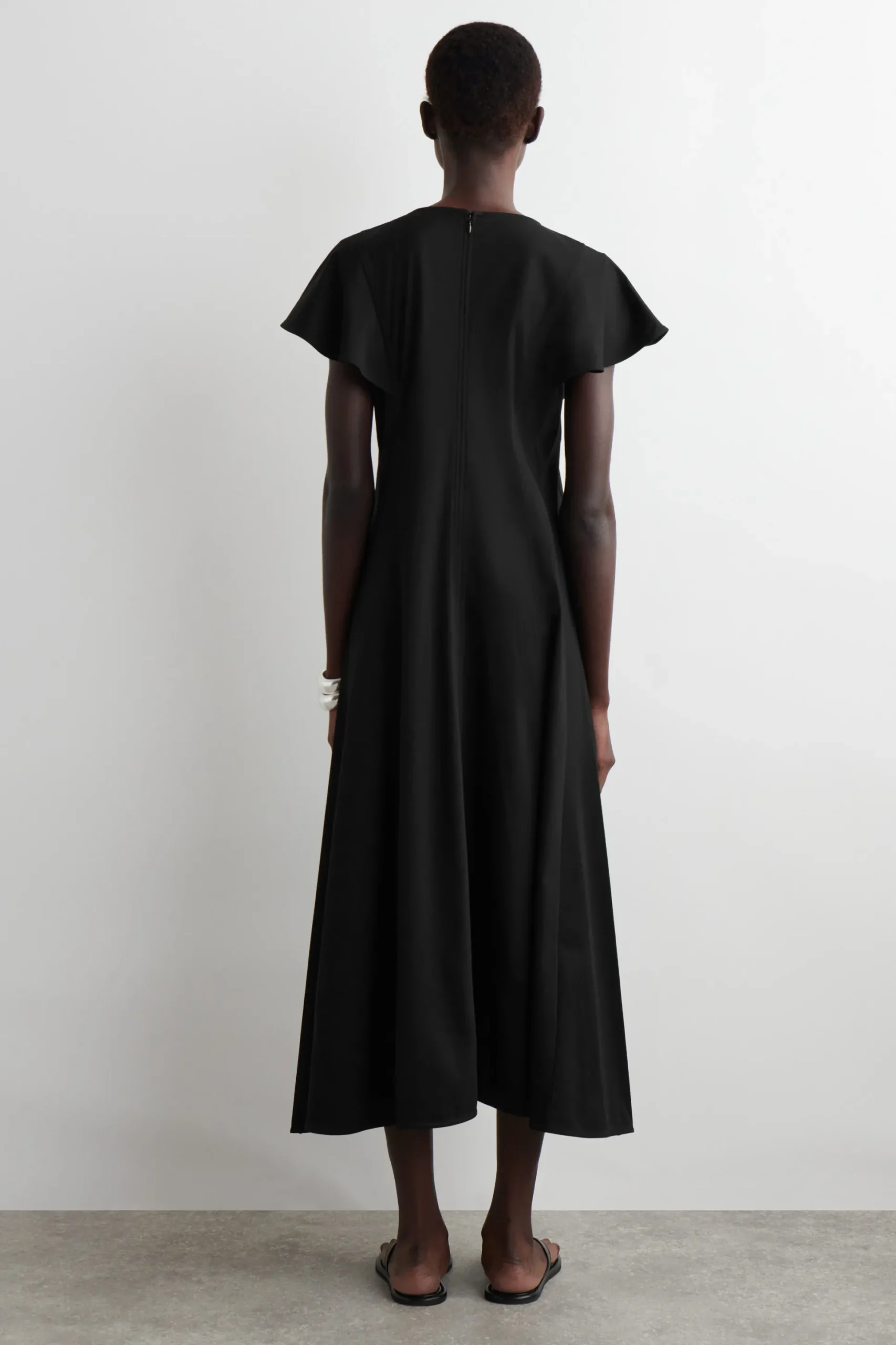 VESTIDO MIDI DE ALGODÓN CON MANGAS PÉTALO*COS Outlet