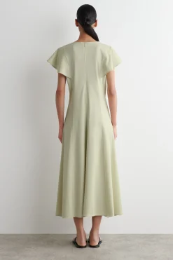 VESTIDO MIDI DE ALGODÓN CON MANGAS PÉTALO*COS Best
