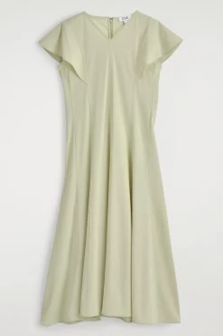 VESTIDO MIDI DE ALGODÓN CON MANGAS PÉTALO*COS Best