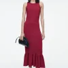 VESTIDO MIDI DE PUNTO CON DOBLADILLO DE VOLANTES*COS Hot
