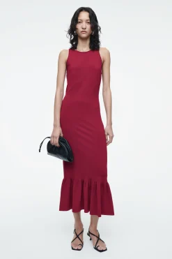 VESTIDO MIDI DE PUNTO CON DOBLADILLO DE VOLANTES*COS Hot