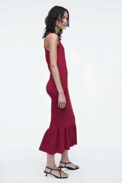 VESTIDO MIDI DE PUNTO CON DOBLADILLO DE VOLANTES*COS Hot