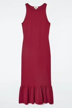 VESTIDO MIDI DE PUNTO CON DOBLADILLO DE VOLANTES*COS Hot