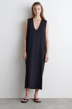 VESTIDO MIDI DE PUNTO DE ALGODÓN*COS Sale