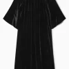 VESTIDO MIDI FRUNCIDO TERCIOPELO Y MEZCLA DE SEDA*COS Online