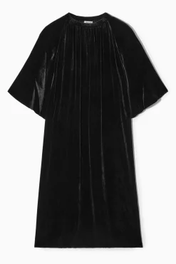 VESTIDO MIDI FRUNCIDO TERCIOPELO Y MEZCLA DE SEDA*COS Online