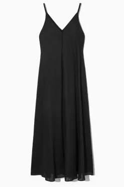 VESTIDO MIDI PLISADO DE LINO CON ESCOTE DE PICO*COS Discount