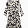 VESTIDO MIDI RECORTADO Y ESTAMPADO DE CEBRA*COS Fashion
