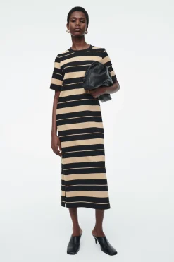 VESTIDO MIDI TIPO CAMISETA A RAYAS*COS Clearance