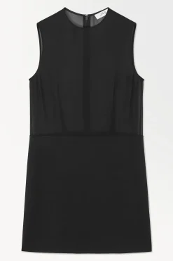 VESTIDO RECTO DE SEDA CON PANELES TRANSPARENTES*COS Discount